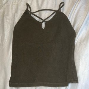 Criss-Cross Strappy Tank in Dark Green